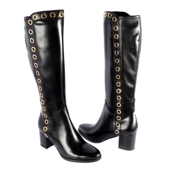 Le Pepe Nappa Black Knee High Boots - Picture 3 of 4